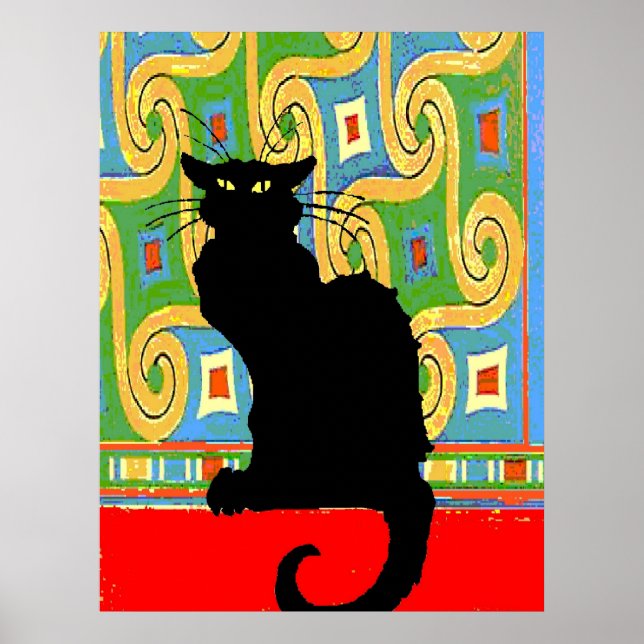 Black Cat på Abstrakt Tapet Poster (Framsidan)