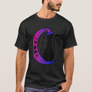 Black Cat på Crescent Måne Bisexuality Bi Pride Fl T Shirt