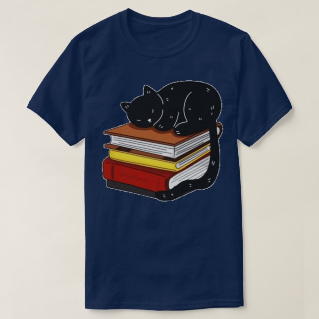 Black Cat på Magic Bokar T Shirt (Design framsida)