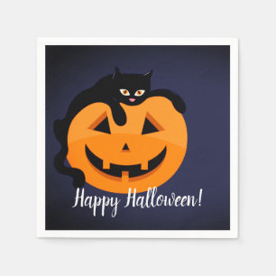 Black Cat på Måne Halloween Pappersservett