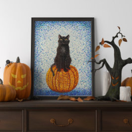 Black Cat på Pumpkin Halloween Poster