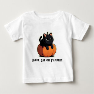 Black Cat på Pumpkin T Shirt