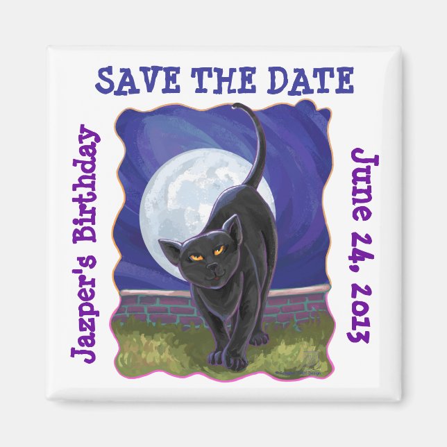 Black Cat Party Center Magnet (Framsidan)