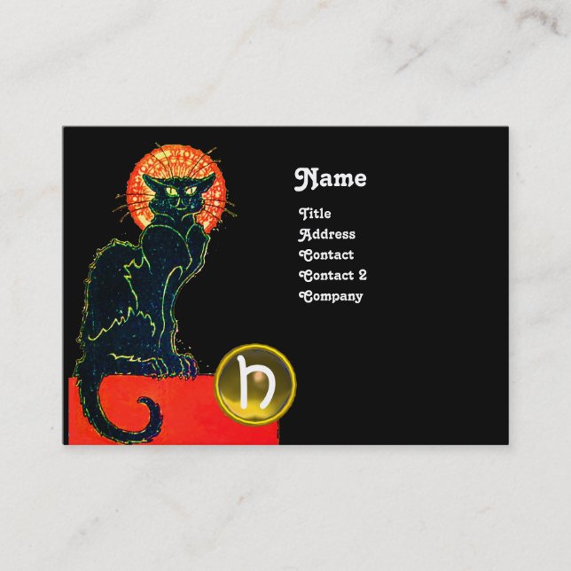 BLACK CAT PARTY MONOGRAM VISITKORT (Framsida)