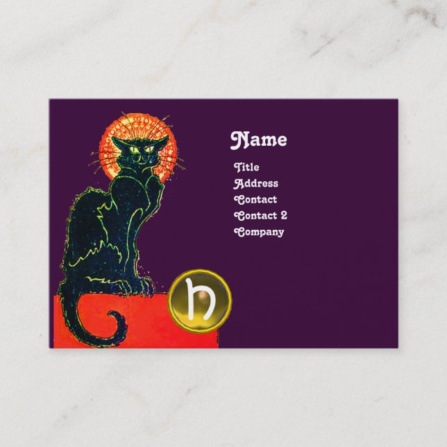 BLACK CAT PARTY MONOGRAM VISITKORT (Framsida)