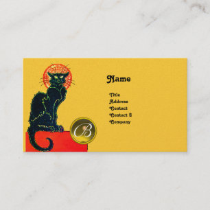 BLACK CAT PARTY MONOGRAM VISITKORT
