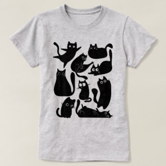 Black cat party t shirt