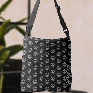 Black Cat Paw Skriv ut Mönster Pet Crossbody Bag Axelväska