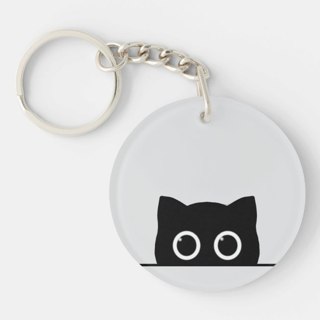 Black Cat Peeking Keychain (Framsidan)
