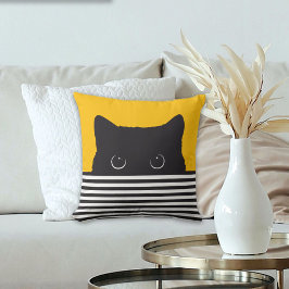 Black Cat Peeking Kudde
