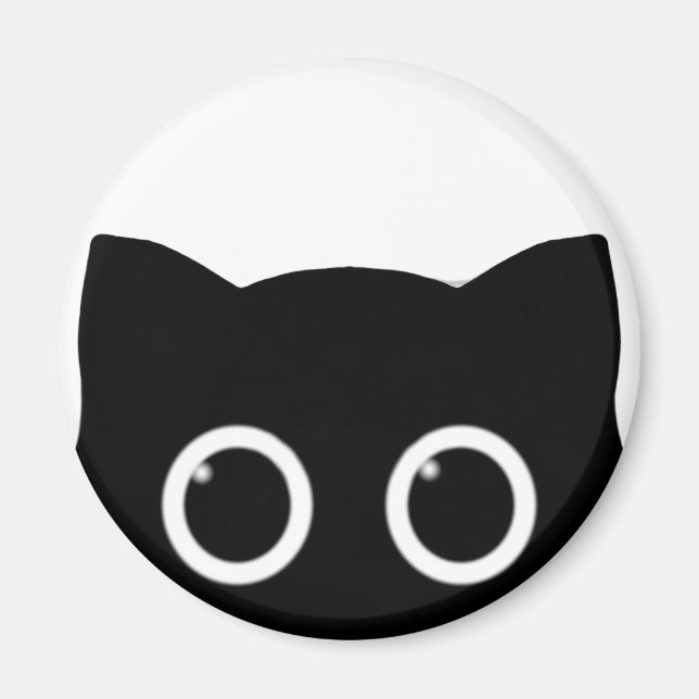 Black Cat Peeking Magnet (Framsidan)