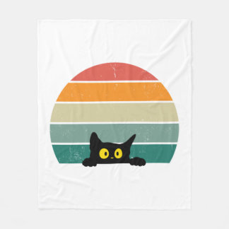 Black Cat Peeking Sunset Vintage 4 Fleecefilt
