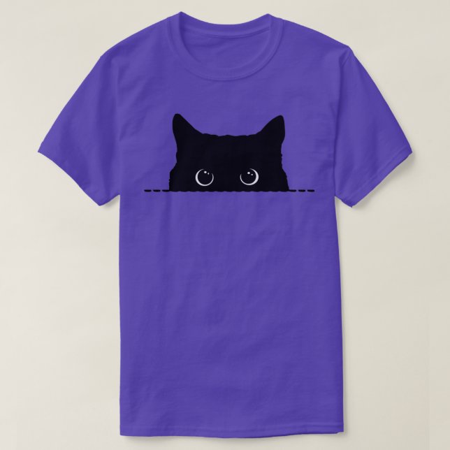 Black Cat Peeking T Shirt (Design framsida)
