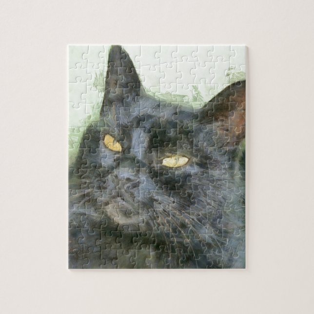 Black Cat Pencil Art Pussel (Vertikal)
