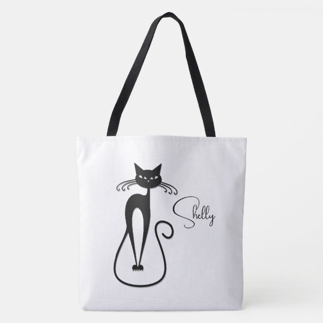 Black Cat Personal med vit Smala Tygkasse (Framsida)