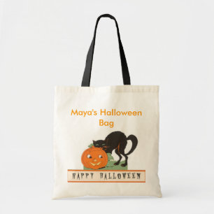 Black Cat Personlig Halloween Ba Tygkasse
