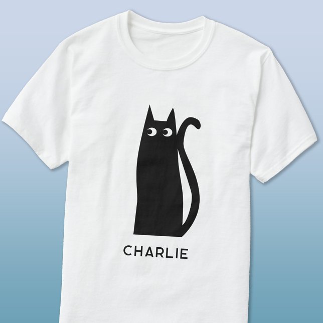Black Cat-Personlig T Shirt (Personalized name black cat t-shirt)
