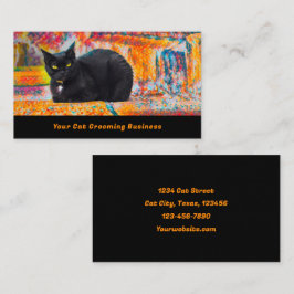 Black Cat Pet Grooming Colorful Visitkort