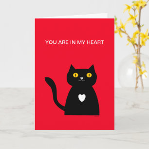 Black Cat Pet Heart Du är i mitt hjärta Kärlek Kort