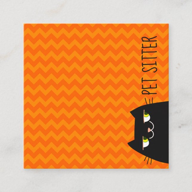 Black Cat Pet Sitter Fyrkantigt Visitkort (Framsida)