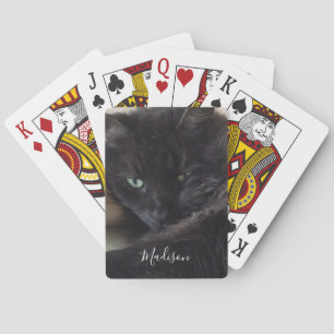Black Cat Photo Personlig Namn Casinokort