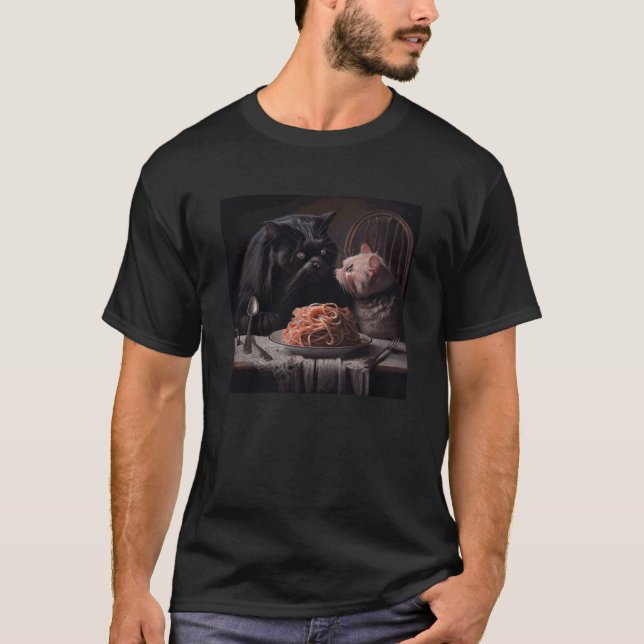 Black Cat Pig Spaghetti T Shirt (Framsida)