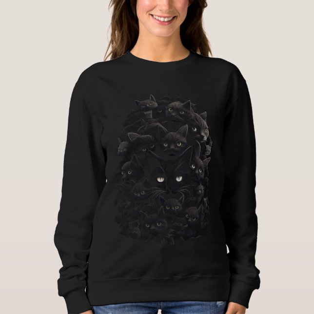 Black Cat Pile  Graphic Tees Men Women Boys Girls T Shirt (Framsida)