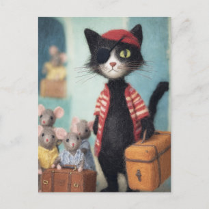 Black Cat Pirat och Mice Vykort