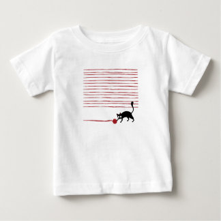 Black Cat Playing With a Ball of Wool Illustration T Shirt