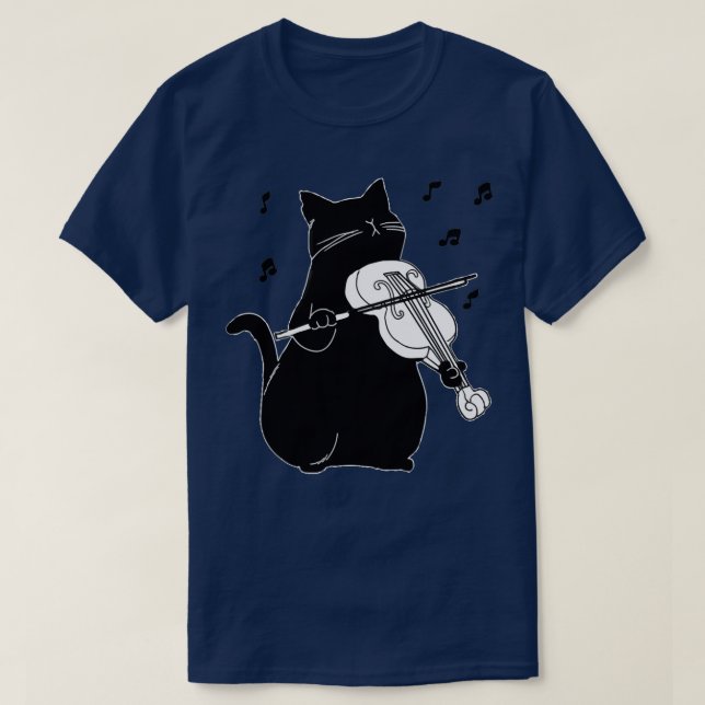 Black Cat Pluting Violin Funny Musician Gift T Shirt (Design framsida)