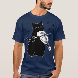 Black Cat Pluting Violin Funny Musician Gift T Shirt