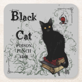 Black Cat Poison Slår Halloween Underlägg Papper Kvadrat