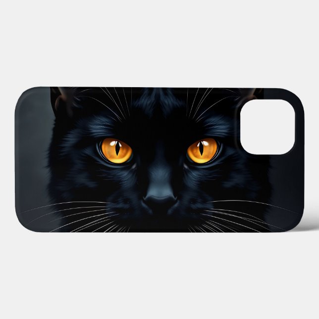 Black Cat Porträtt med Gult Ögon (Baksida (horisontell))