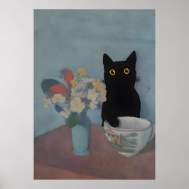 Black Cat Print still Life Emile Bernard Poster