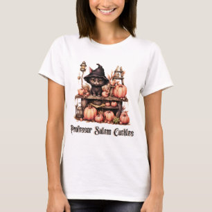 Black Cat Professor Salem Cackles Halloween T Shirt