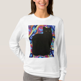 Black Cat Psychedelic Maureen Girard Colorful T Shirt