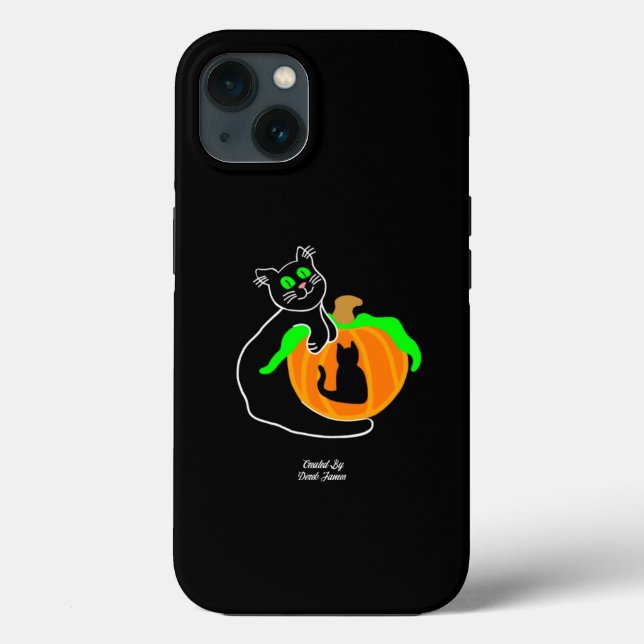 Black Cat Pumpkin Apple iPhone 13 Fodral (Baksida)