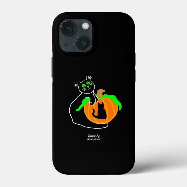 Black Cat Pumpkin Apple iPhone 13 Mini Fodral (Baksida)