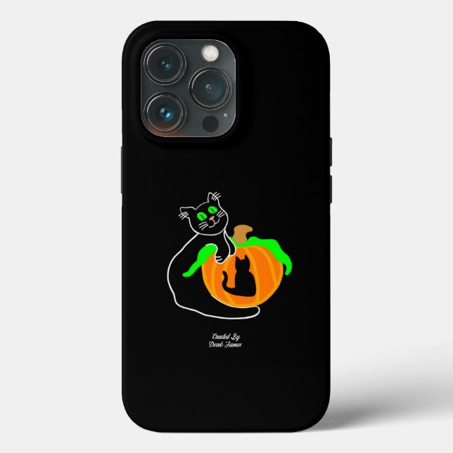 Black Cat Pumpkin Apple iPhone 13 Pro Fodral (Baksida )