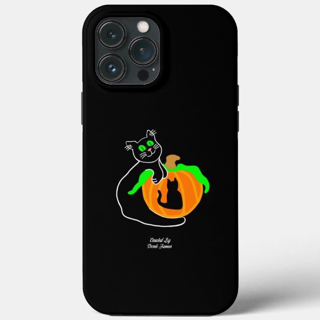 Black Cat Pumpkin Apple iPhone 13 Pro Max Fodral (Baksida)