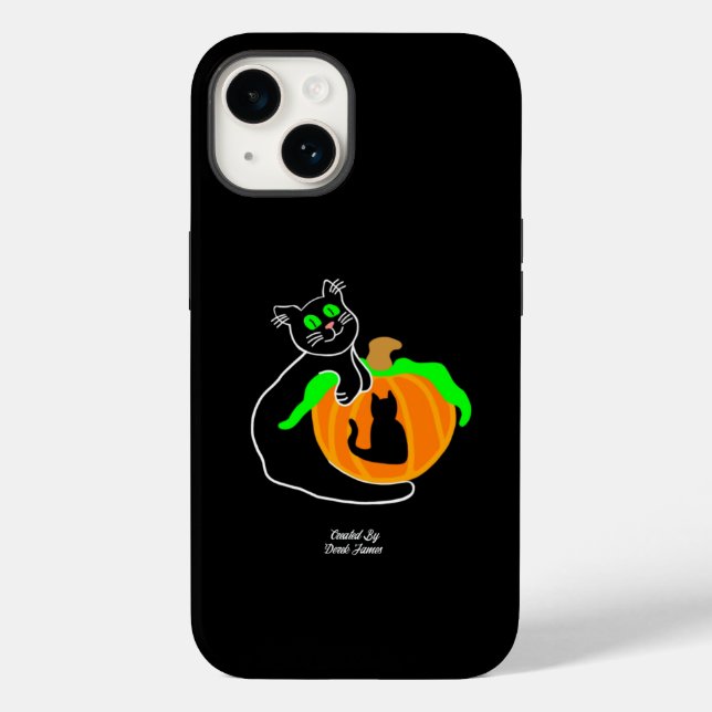 Black Cat Pumpkin Apple iPhone 14 Fodral (Baksida)