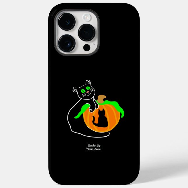 Black Cat Pumpkin Apple iPhone 14 Pro Max Fodral (Baksida)