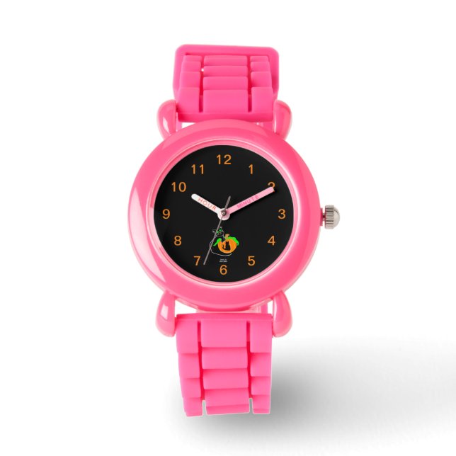 Black Cat Pumpkin Barn Rosa Glitter Strap Watch Armbandsur (Framsida)