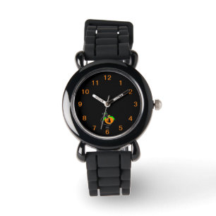 Black Cat Pumpkin Barn Silver Glitter Strap Watch Armbandsur