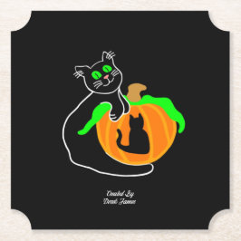 Black Cat Pumpkin Biljett Papper Underlägg