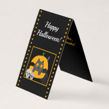 Black Cat Pumpkin Döskallars Kids Halloween Card
