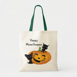 Black Cat Pumpkin Halloween Bag Tygkasse