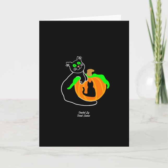 Black Cat Pumpkin Lodrät Standard Greeting Card Kort (Framsida)