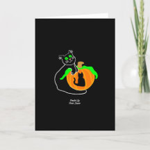 Black Cat Pumpkin Lodrät Standard Greeting Card