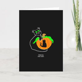 Black Cat Pumpkin Lodrät Standard Greeting Card Kort